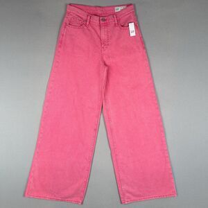Gap Denim Jeans Women’s Pink Mid Rise Wide Leg Baggy Soft Size 00/24R Stretch